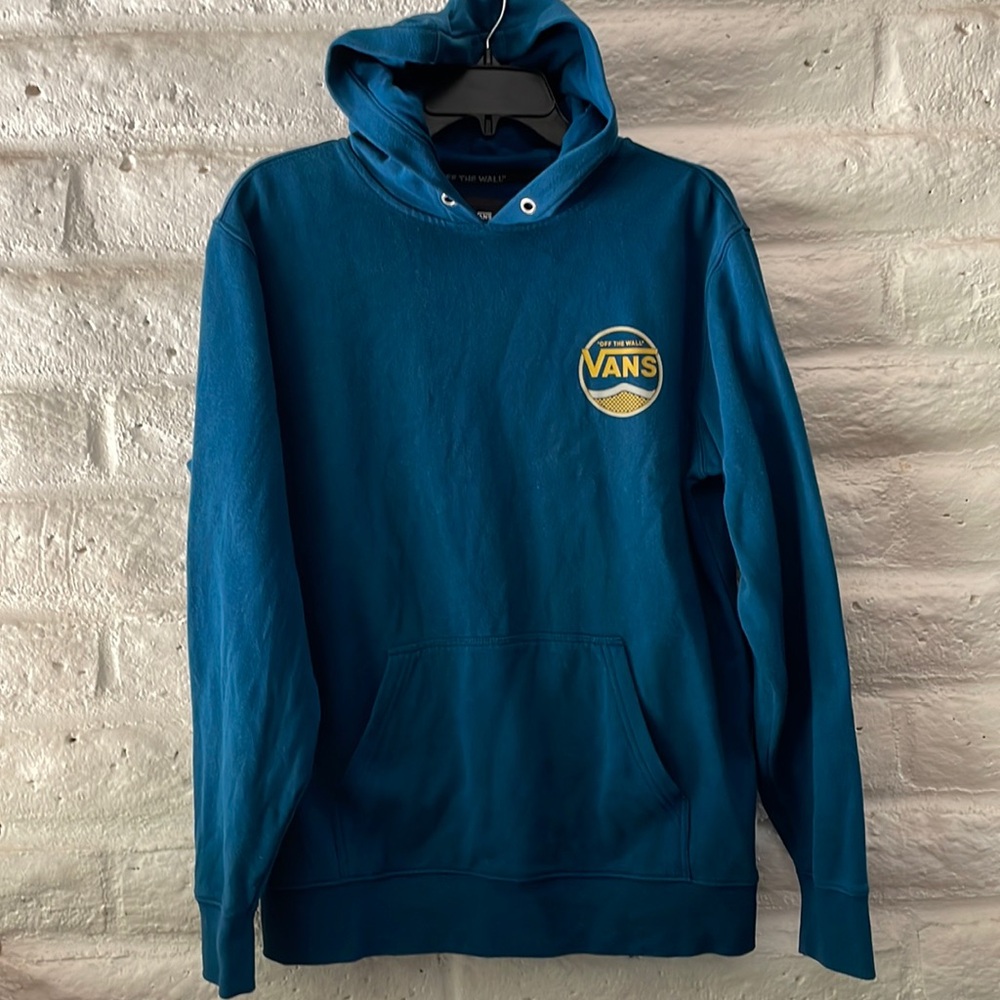 Vans off the wall men’s teal blue/yellow hoodie